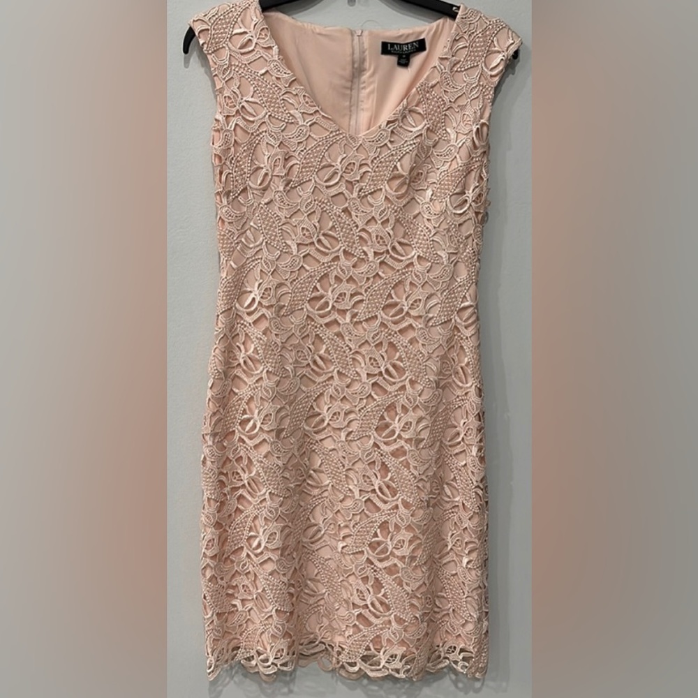 Lauren Ralph Lauren V-neck Pink Lace Dress